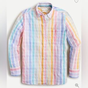 J. Crew Classic-fit Button Down Shirt Rainbow Crinkle Gingham Size 8